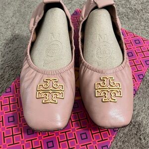 Tory Burch Blush Flats with Gold Emblem